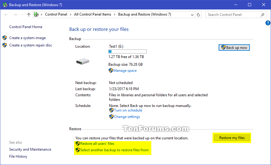 Backup And Restore Windows 10